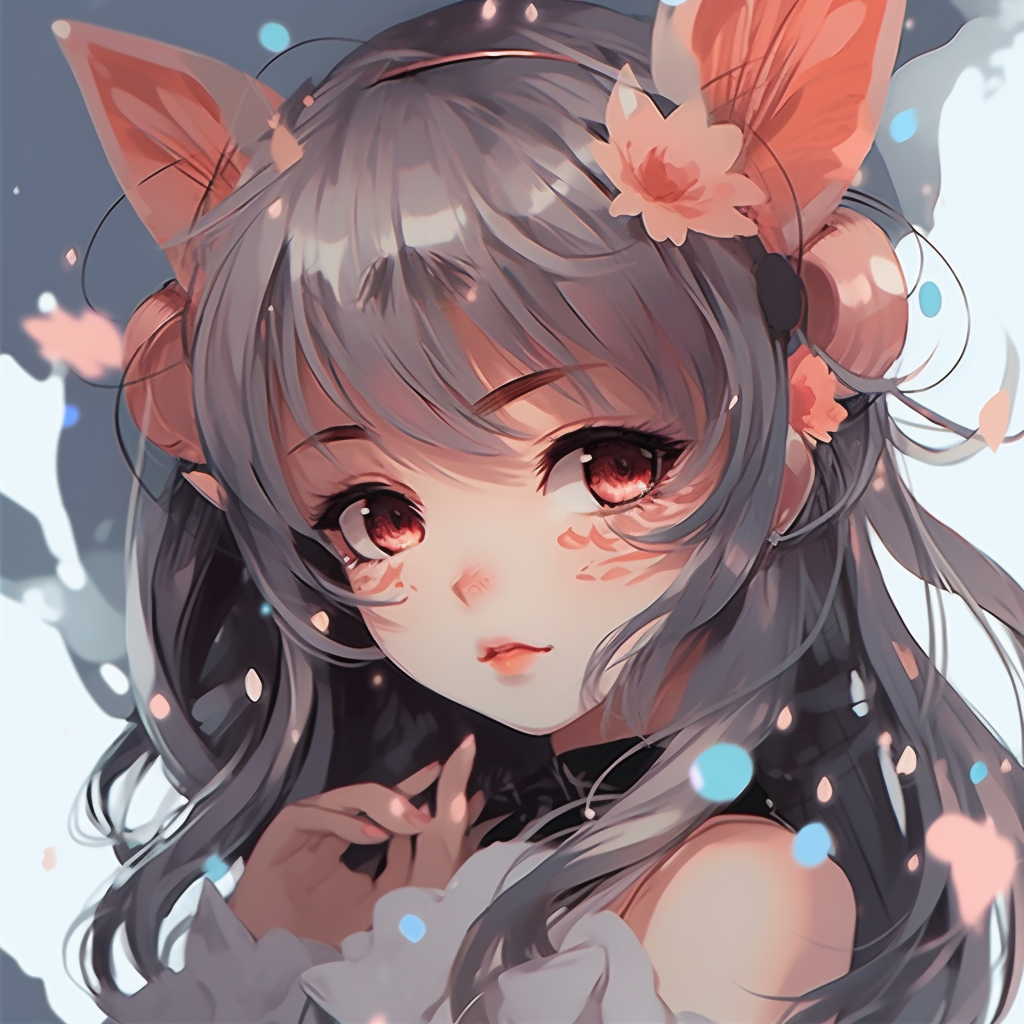 Shoujo character with detailed hair accessories and vibrant colors. trending girl anime pfp