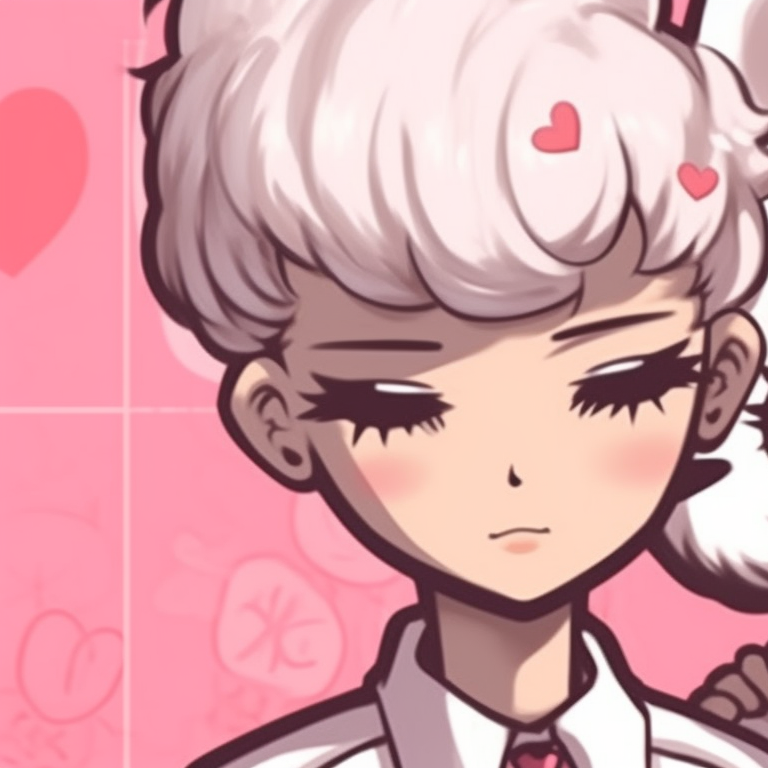 Two characters in a mild embrace, color-coordinated outfits with Hello Kitty designs. hello kitty pfp matching trends pfp for discord.