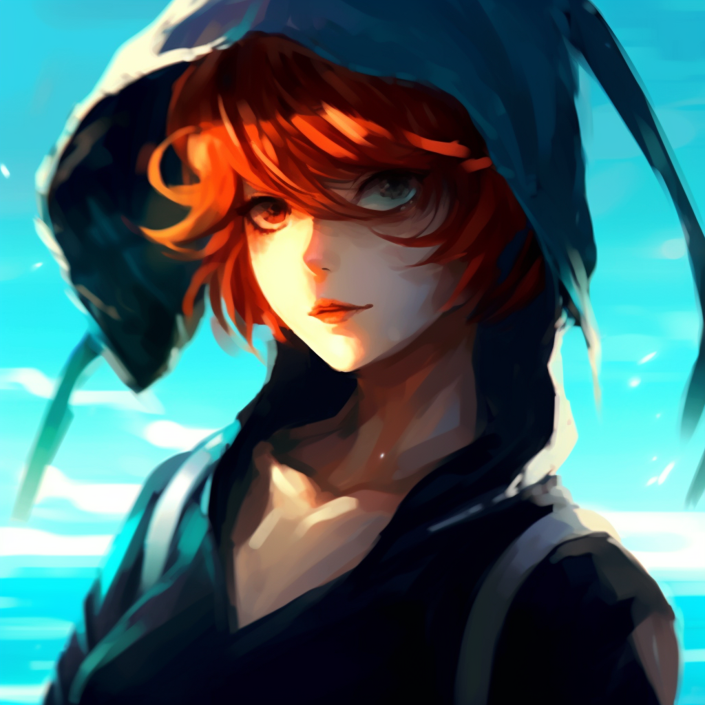 Nami in a challenging pose, detailed linework and dynamic composition. stylish animated pfp
