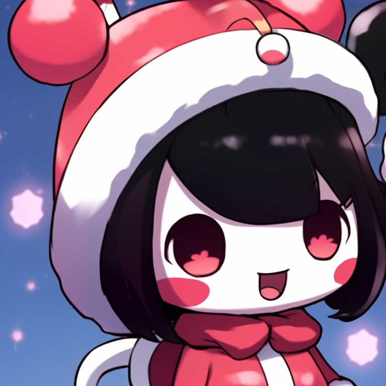 Two Kuromi characters under a Christmas tree, saturated colors and fine detailing on the decorations. matching kuromi christmas pfp ideas pfp for discord.