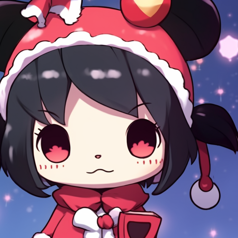 Two Kuromi characters under a Christmas tree, saturated colors and fine detailing on the decorations. matching kuromi christmas pfp ideas pfp for discord.