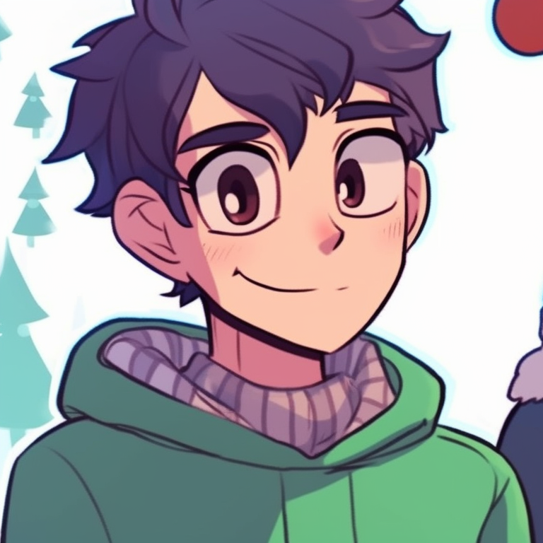 Two characters exchanging gifts, pastel colors and nostalgic comic style. trending matching shen comix pfp christmas pfp for discord.