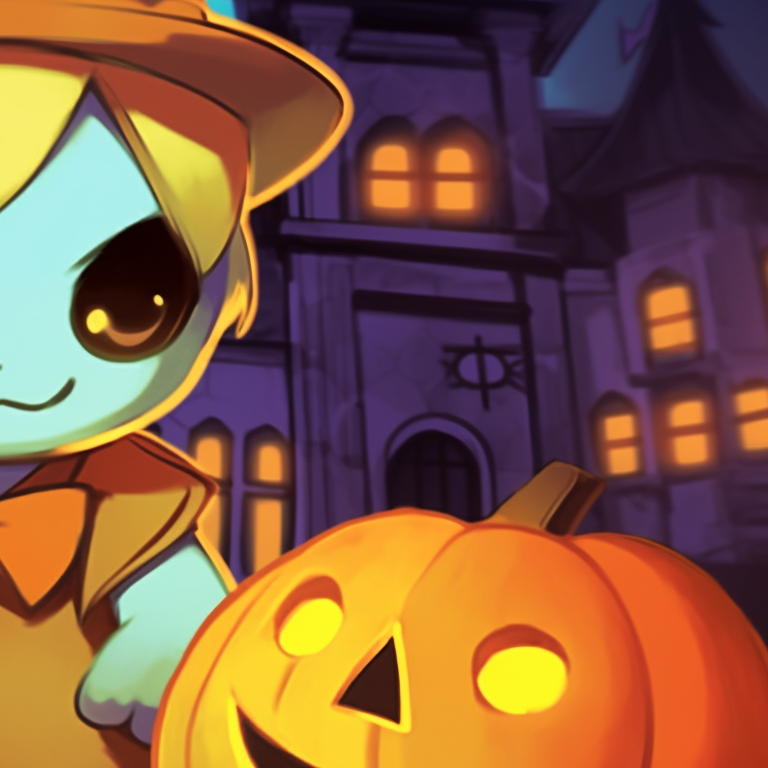 Gloom Pokémon duo ominously seeping gas under a twilight sky surrounded by jack-o'-lanterns. classic matching pokemon pfp with halloween theme pfp for discord.