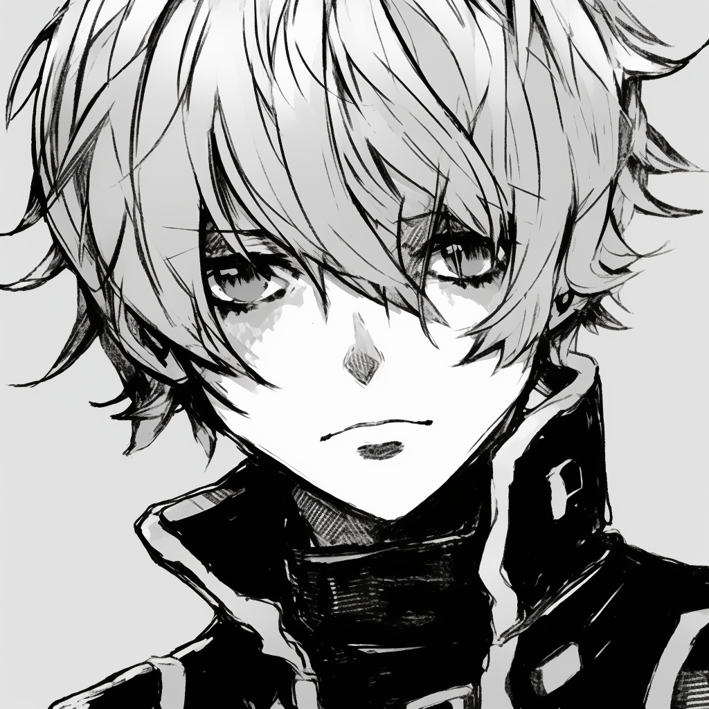 Stylized manga portrait, strong lines with eye-catching expressions. aesthetic manga pfp pfp for discord.