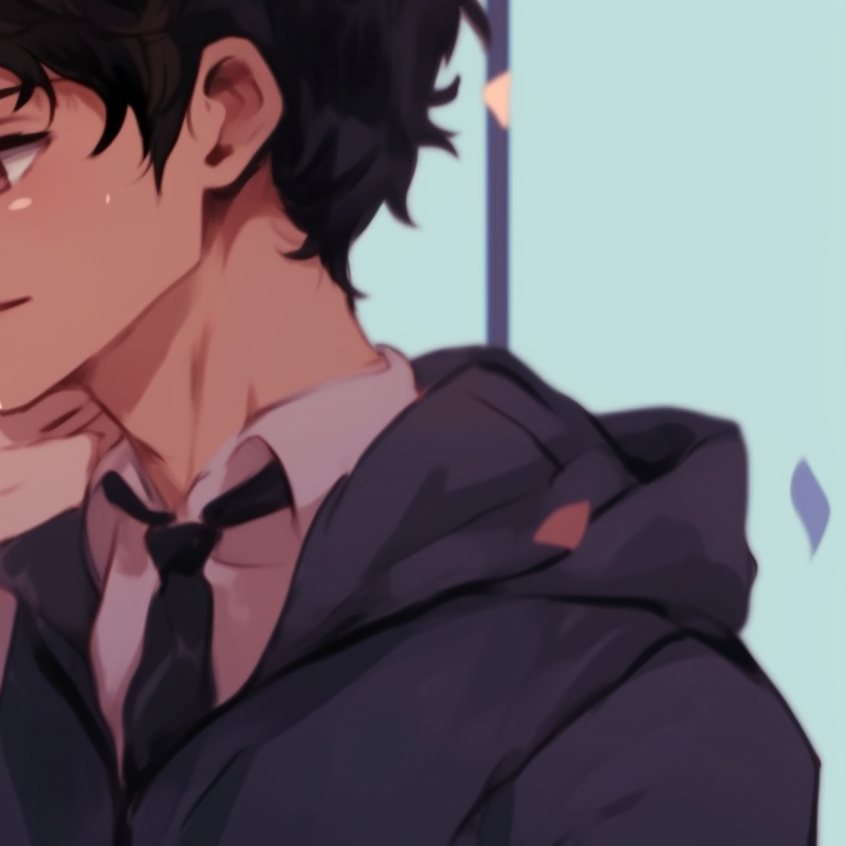 Two characters in school uniforms, soft color scheme, engaging in a gentle whisper. top whispering pfp discord pfp for discord.