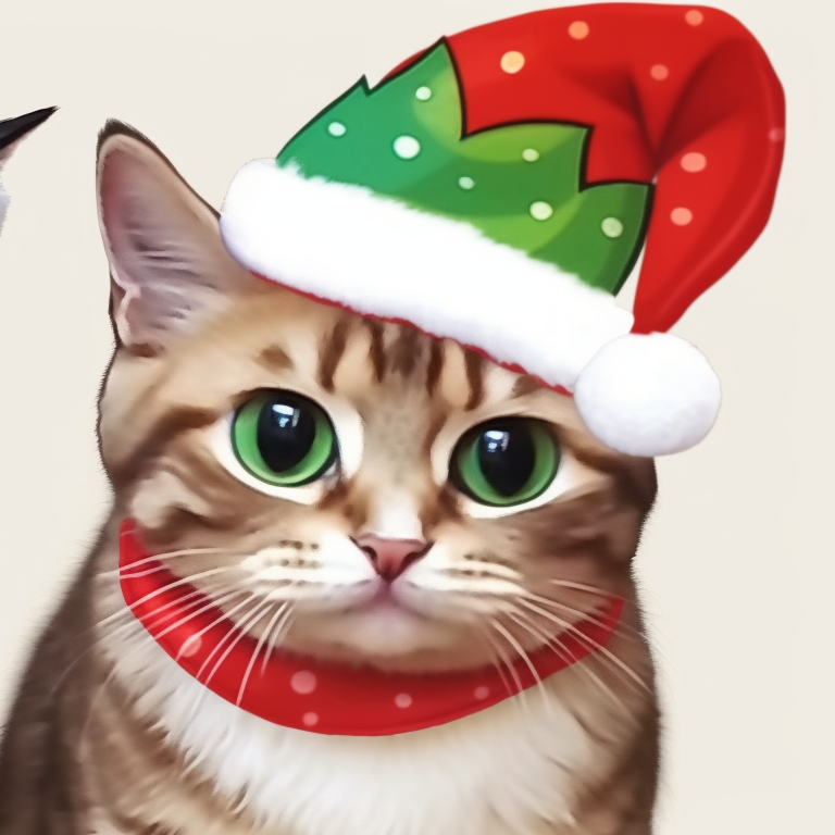 Two manga-style cat characters with wrapped gifts, vibrantly colored with a mistletoe background. matching christmas cat pfp - cute options pfp for discord.