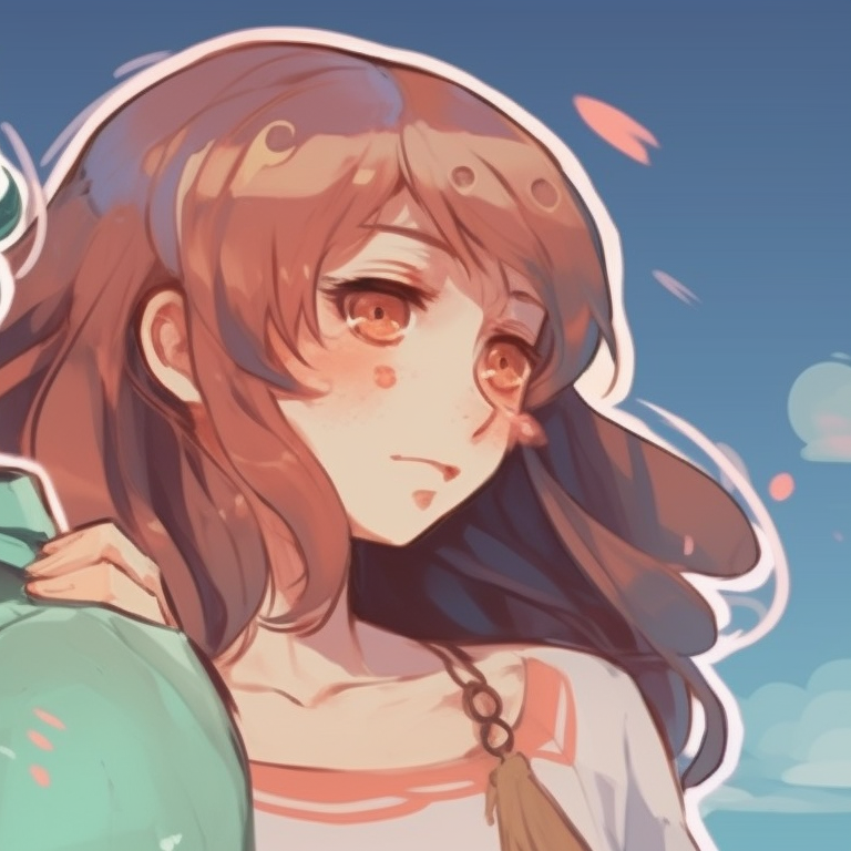 Two characters sitting under a cherry blossom tree, pastel colors and delicate flower petals discord matching pfp for friends pfp for discord.