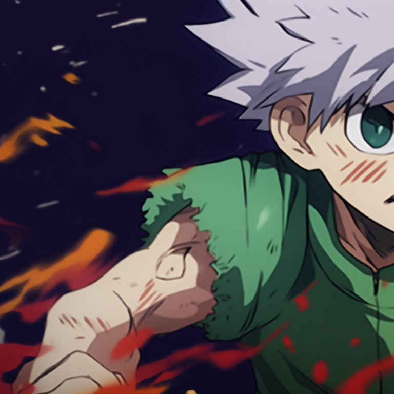 Close-up of Gon and Killua, highly detailed and determined expressions. gon and killua wallpaper matching pfp pfp for discord.