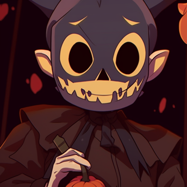 Two characters, muted Halloween color palette, characters dressed as classic monsters. matching anime pfp gif halloween theme sets pfp for discord.
