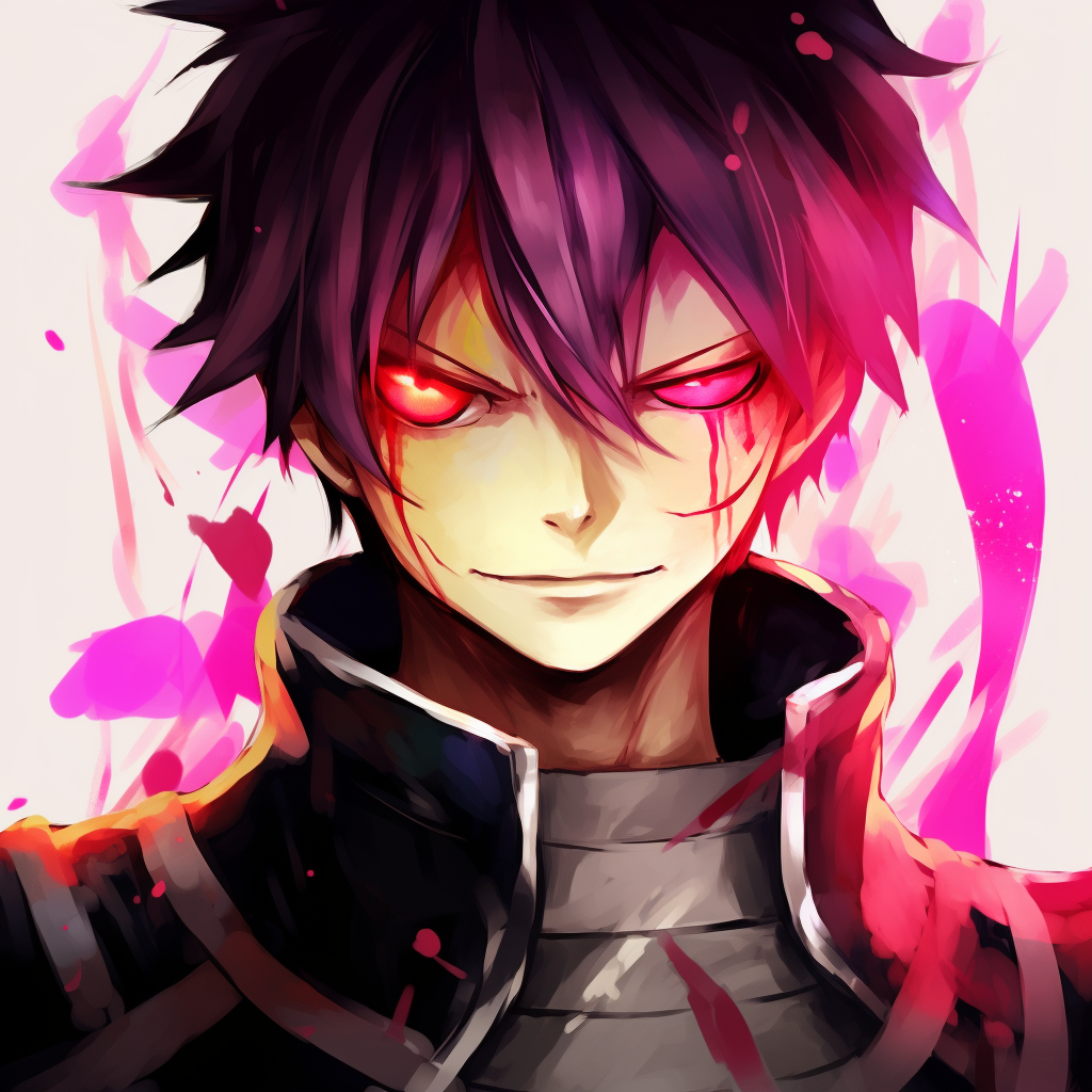 Natsu Dragneel in a badass pose, powerful composition with strong outlines. high definition badass anime pfp