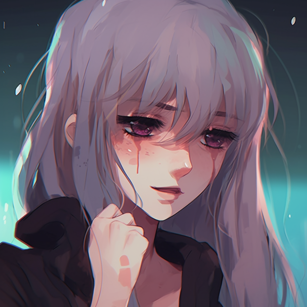 Anime girl depicted in monochrome style, showcasing contrast and an aura of melancholy. aesthetic anime girl with sad pfp