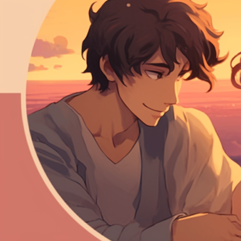 Two characters under ruffled willow leaves, whimsical colors and soft lines, whispering secrets. stunning matching pfp for couples cartoon pfp for discord.