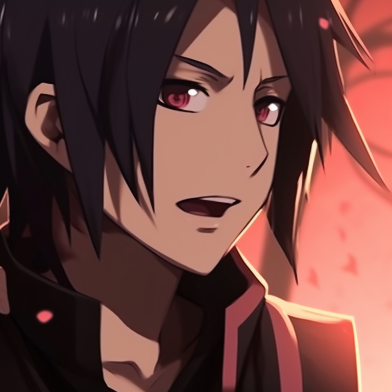 Sasuke and Sakura in Gothic-style Halloween costumes, stark lines and deep shadows sasuke and sakura spooky halloween profiles pfp for discord.