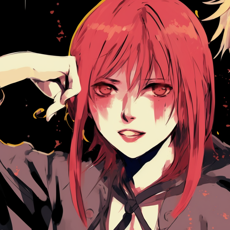 Two characters in monochrome, sharp lines and detailed shading. chainsaw man coordinated pfp pfp for discord.