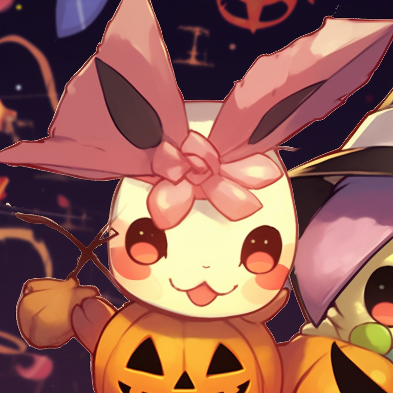 Two Mewtwo Pokémon, displayed in vivid colors standing under a spooky, full moon, each holding a Halloween lantern. classic matching pokemon pfp with halloween theme pfp for discord.