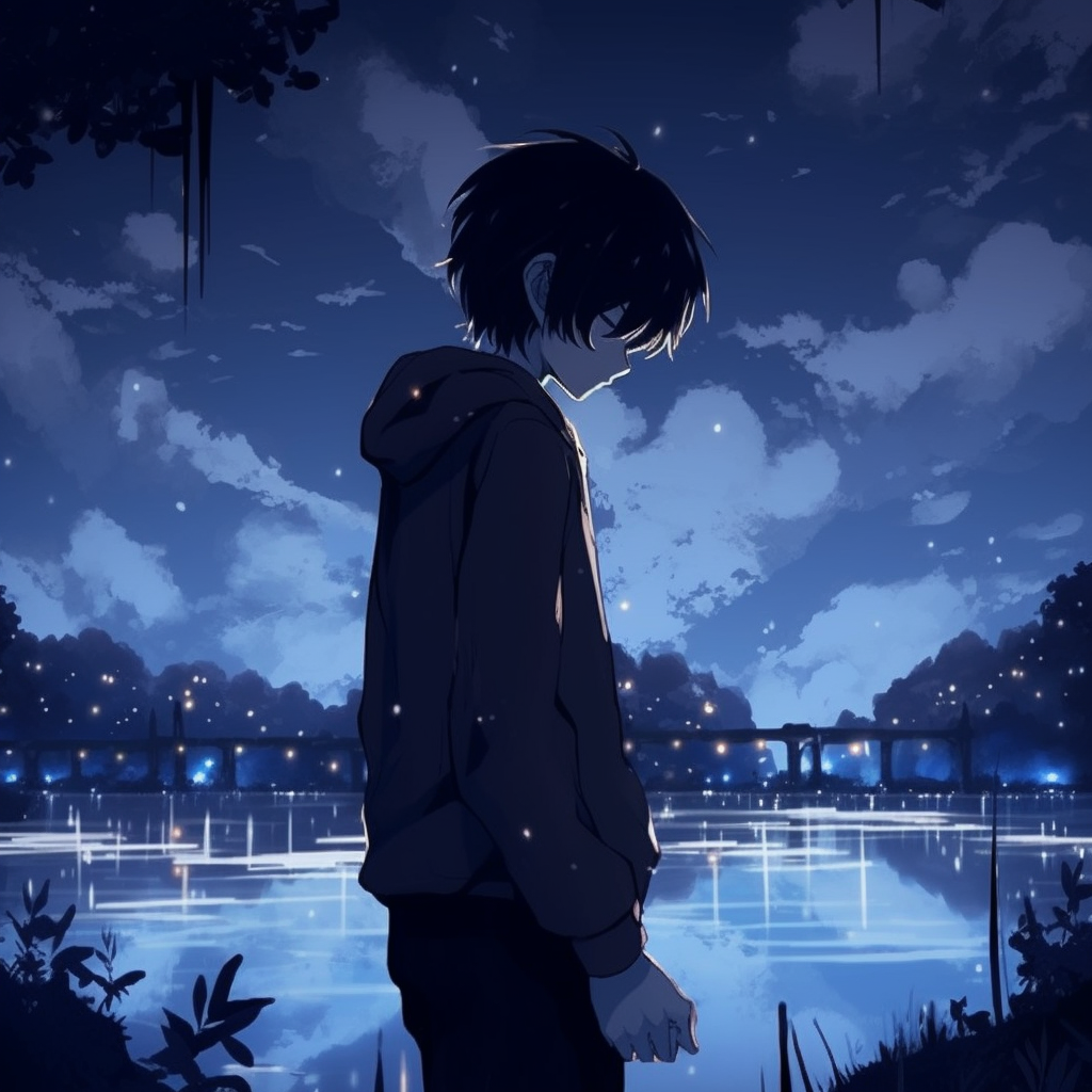 A solitary figure against a setting sun, dramatic silhouette and warm hues. aesthetic anime pfp wallpapers pfp for discord.