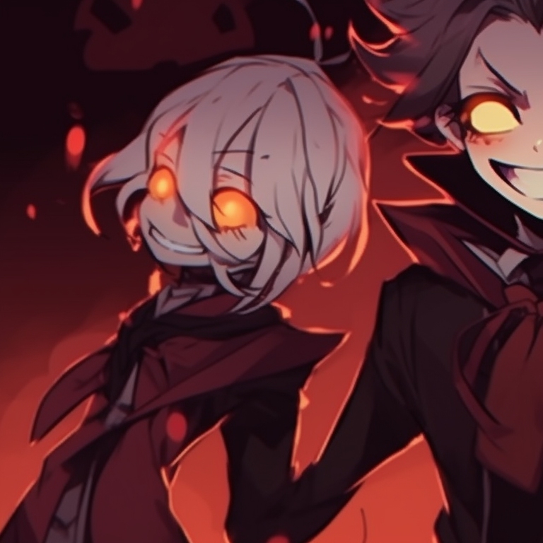 Three characters transformed into classic Halloween monsters, rich colors and dynamic poses, arranged in a semi-circle. trio pfp for halloween pfp for discord.