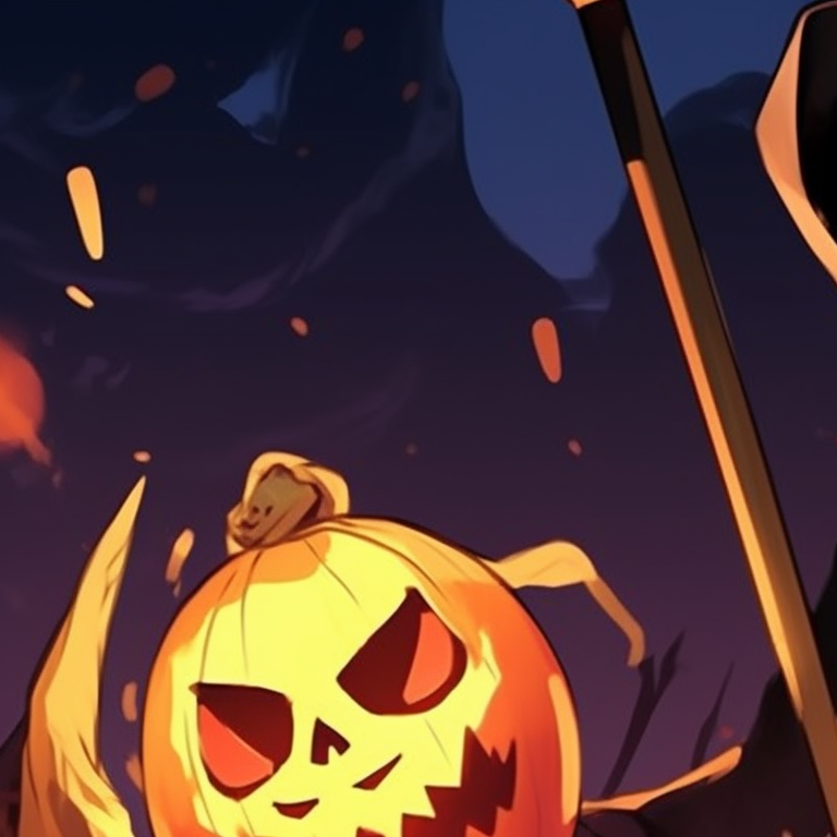 Two characters in a graveyard setting, monochrome tones with pops of color. matching halloween pfp options pfp for discord.