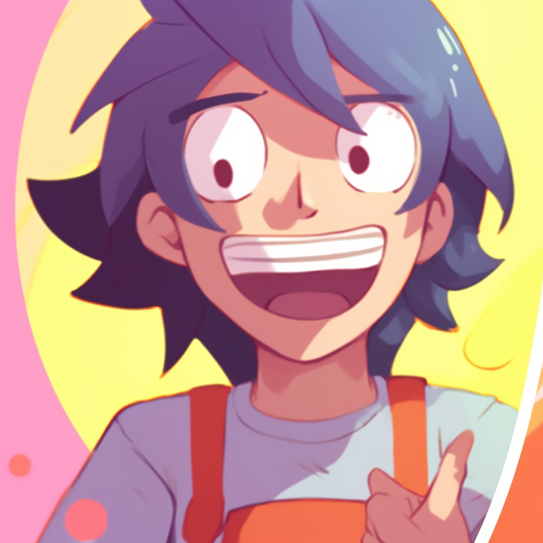 Two characters laughing out loud, dynamic lines and bright, bubbly colors funny matching pfp designed for friends pfp for discord.