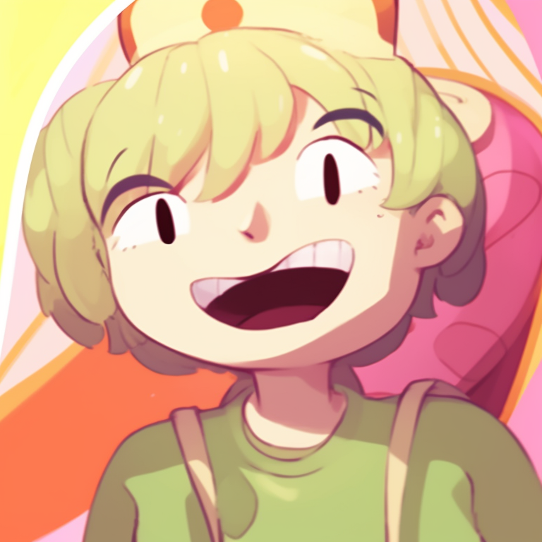 Two characters laughing out loud, dynamic lines and bright, bubbly colors funny matching pfp designed for friends pfp for discord.