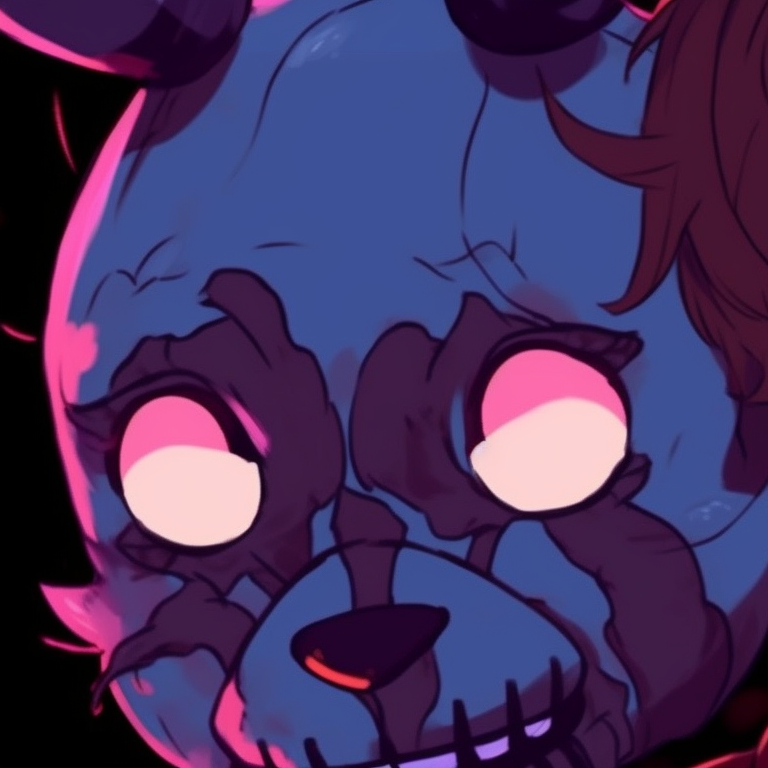 Two FNAF characters in playful poses, bright hues with comic-style outlines. fnaf matching pfp character pairing pfp for discord.