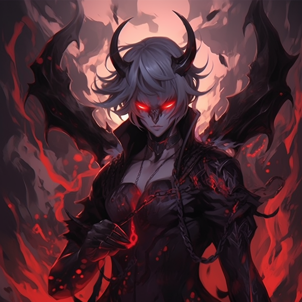 Close-up showcasing the stern look of a Demon Warrior, with sharp character details and vivid colors. top ranked demon anime pfp pfp for discord.