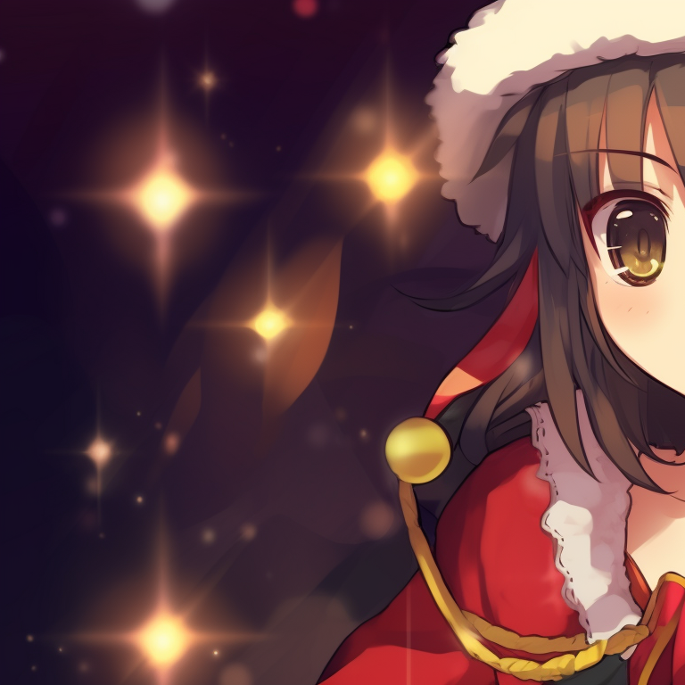 Two characters wearing festive outfits, highlighted with bright colors and light shading. matching megumin christmas pfp choices pfp for discord.