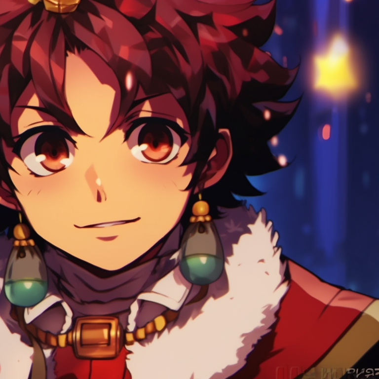 Close-ups of two characters in wintry surroundings, featuring icy colors and intricate line work. demon slayer christmas wallpapers pfp pfp for discord.