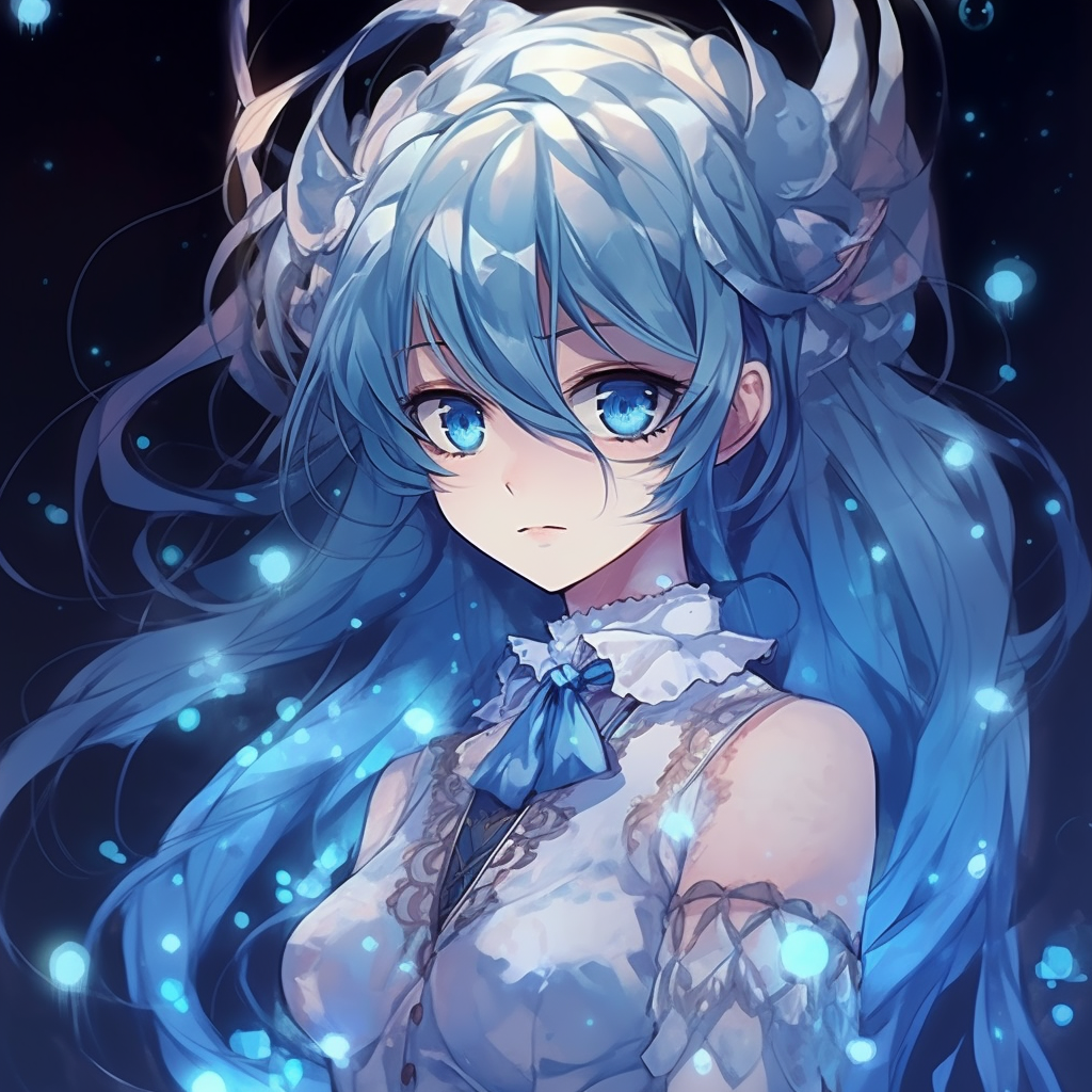 Sailor Moon adorned in her iconic suit, bathed in moonlit blue hues for an ethereal effect. blue-hued anime pfp