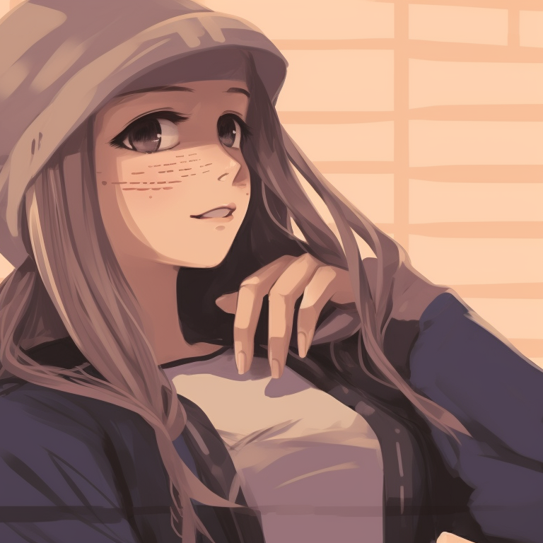 Two characters, earthy tones, sitting back-to-back. attractive real-life matching couple pfp pfp for discord.