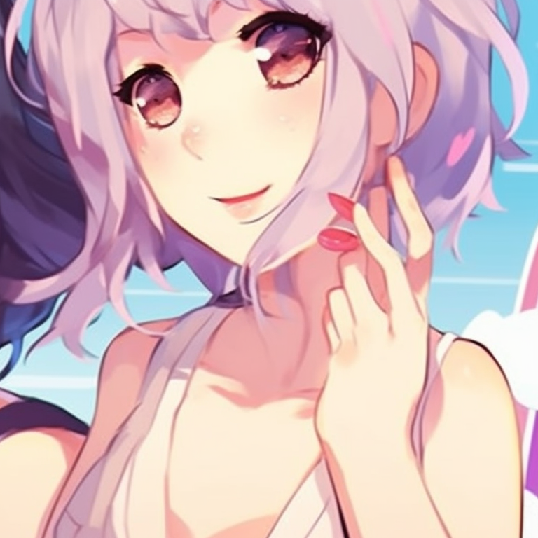 Two characters with flowery backgrounds, pastel tones, and serene smiles. cute friends matching pfp pfp for discord.