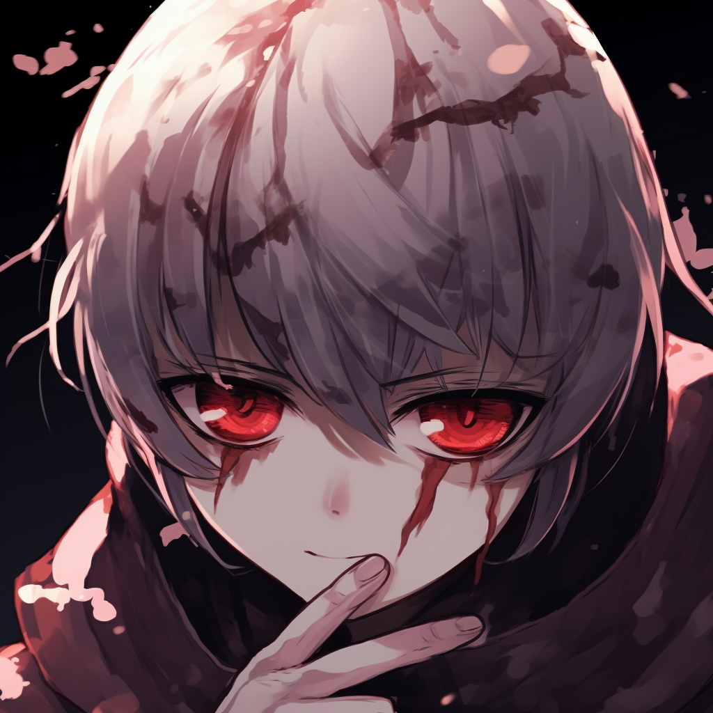 512x512 PFP showing the Ghoul's eye, monochrome with red accents. 512x512 anime pfp image converter