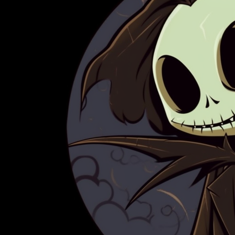 The Nightmare Before Christmas characters Jack and Sally, shadowy with a focus on the contrast between characters. halloween themed disney matching pfp for couples pfp for discord.