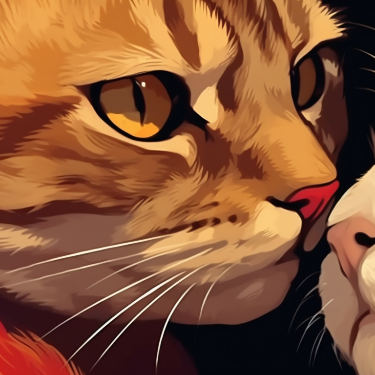 Two cat silhouettes intertwined, created with thick lines and only black and white colors. matching pfp cat images pfp for discord.