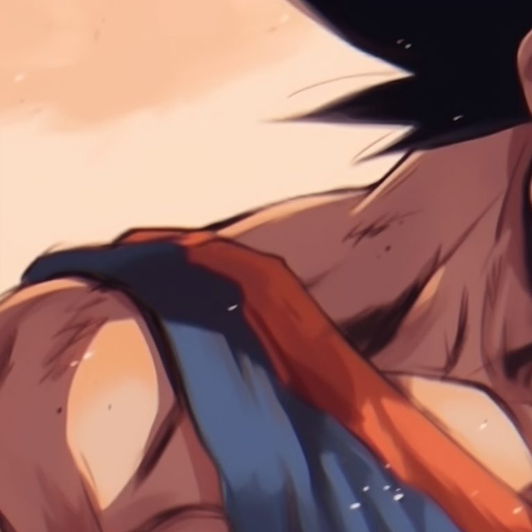 Goku and Chichi in traditional attire, rich colors and intricate patterns. goku and chichi love moments pfp for discord.