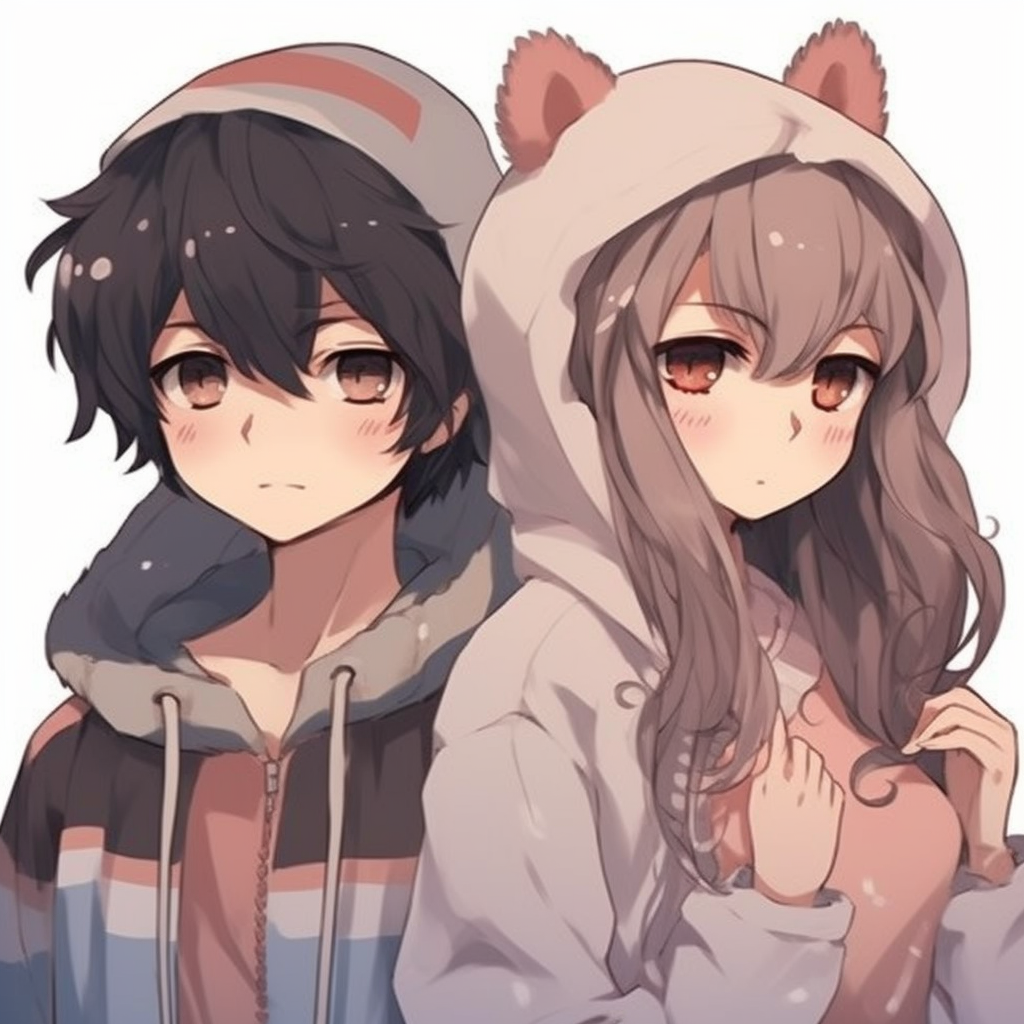 Anime boy and girl profile picture synced by emotion and setting, with vibrant colors and depth of perspective. best boy and girl matching anime pfp