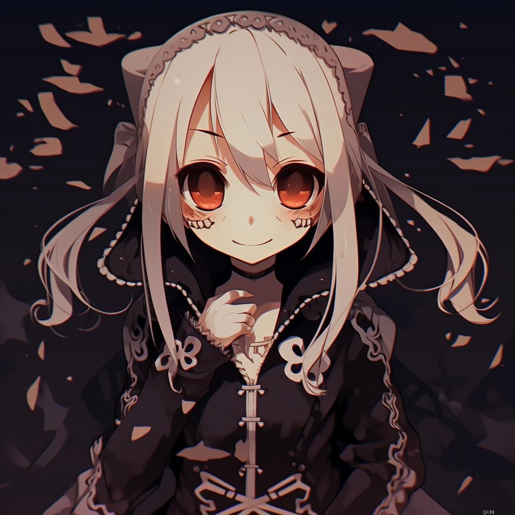 Anime boy wielding Halloween magic, evoking a sense of mystery with cool tones. cute halloween anime pfp