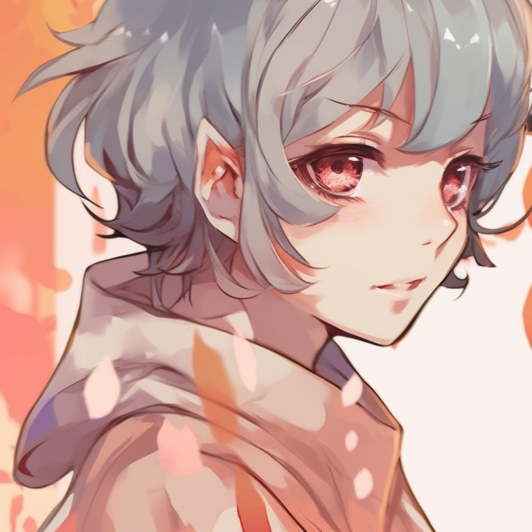 Two characters with mirror image position, fluid lines and soft colors. gender-neutral match pfp for friends pfp for discord.