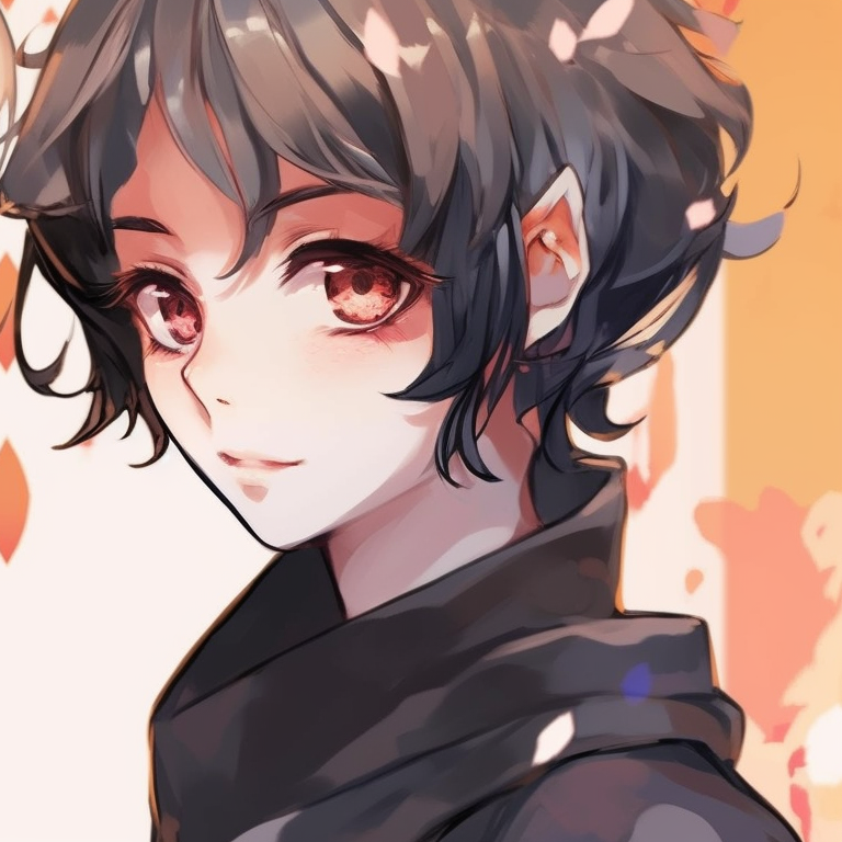 Two characters with mirror image position, fluid lines and soft colors. gender-neutral match pfp for friends pfp for discord.