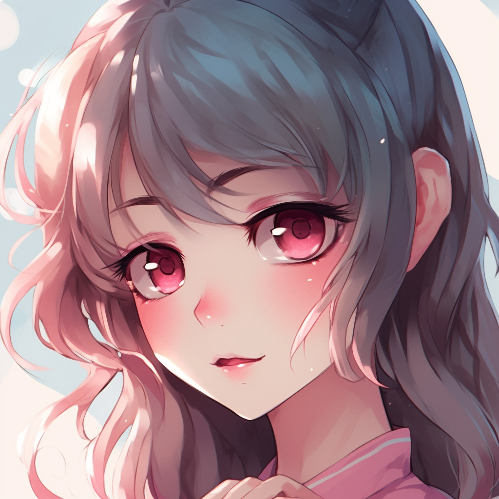 Egirl making a peace sign, a dynamic pose adding life to the character with vibrant color palette. original egirl pfp anime pfp for discord.