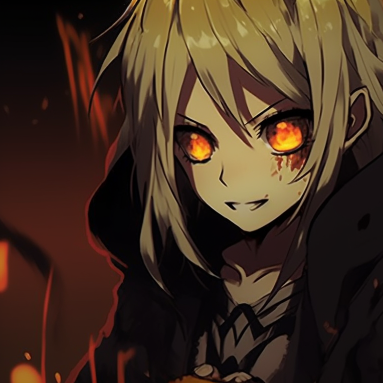 Denji and Power against a twilight skyline, high contrast and comic-like art style denote an eerie environment. matching pfp halloween theme with denji and power pfp for discord.