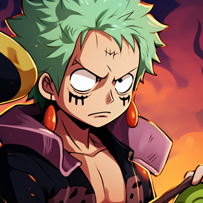 Luffy and Zoro in eerie garbs, emphasis on shadows and warm colors. charming luffy and zoro halloween theme pfp pfp for discord.