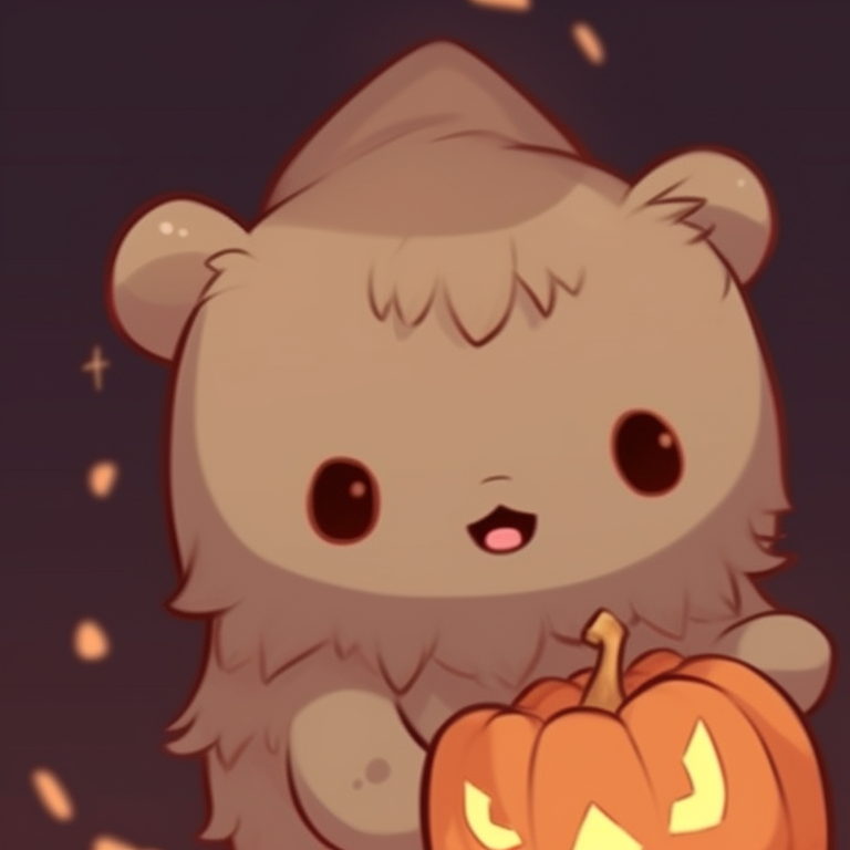 Two characters in the dim light of dusk, twinkling stars overhead, endearing smiles painted on their pumpkin heads. creative halloween theme ideas for milk and mocha bear matching pfp pfp for discord.