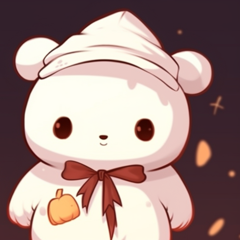 Two characters in the dim light of dusk, twinkling stars overhead, endearing smiles painted on their pumpkin heads. creative halloween theme ideas for milk and mocha bear matching pfp pfp for discord.