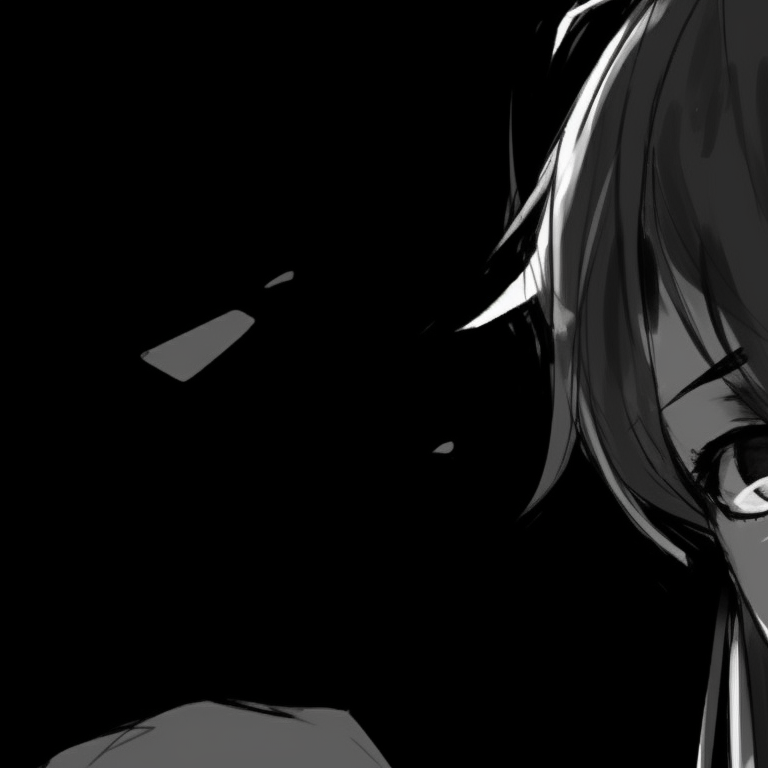 Two characters in a conflict, lines of disagreement visible on their faces, strong black and white tones. black and white matching pfp aesthetic pfp for discord.