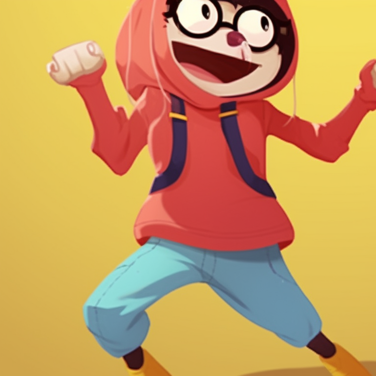 Two characters in dynamic poses, exaggerated expressions and primary colors. comical matching pfp for couples, bringing the fun pfp for discord.