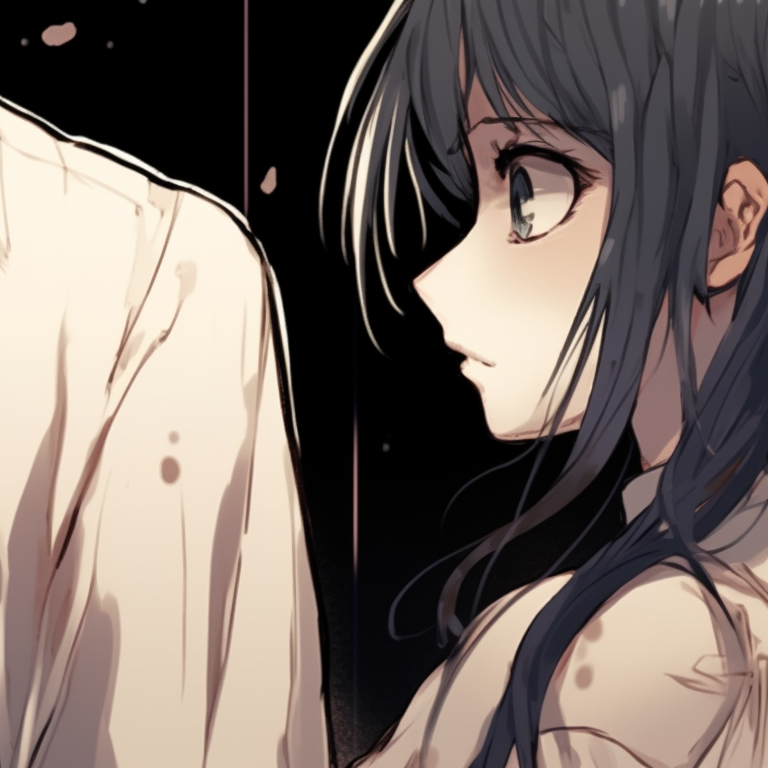 Interaction between Lady K and the sick man in soft colors and fine details lady k and the sick man matching pfp images pfp for discord.