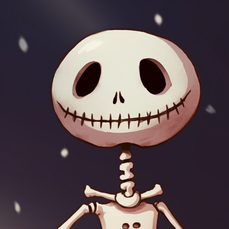 Two skeleton characters in Christmas hats, soft colors and simplistic design. cute skeleton matching christmas pfp pfp for discord.