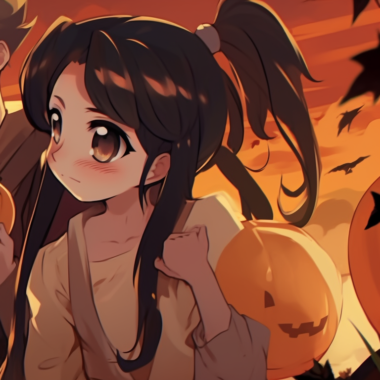 Zenitsu and Nezuko by candlelight, warm hues and soft shadows. zenitsu and nezuko halloween artwork pfp for discord.