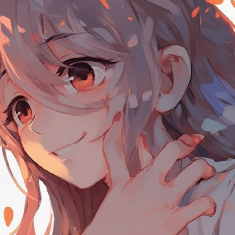 Two characters, casual attire, smiling at each other cute matching pfp in anime genre pfp for discord.